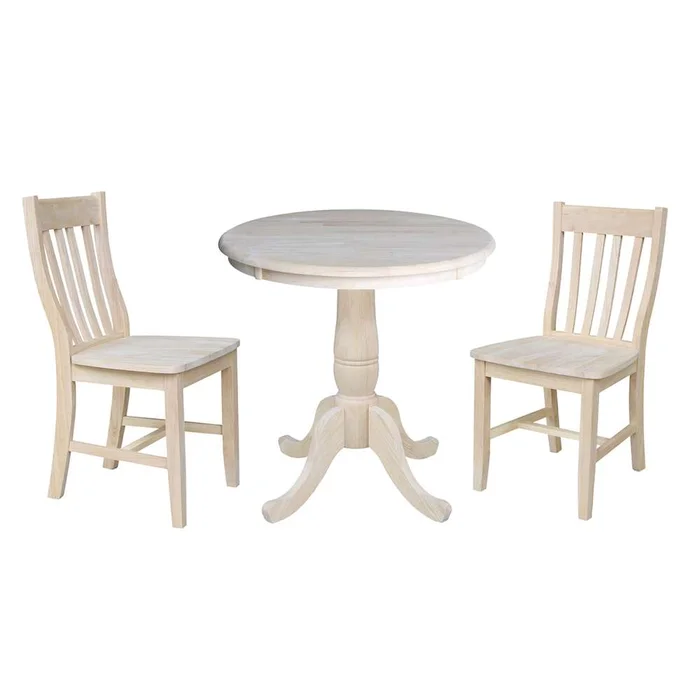 International Concepts (Set of 3 Pcs) -30in Round Top Ped Table with 2 C08-61 Chairs – K-30RT-C61P