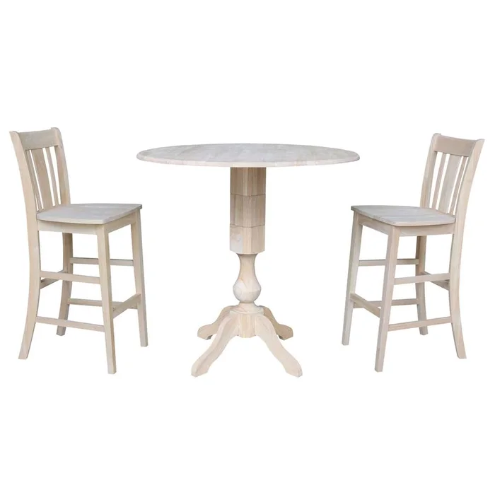 International Concepts (Set of 3 Pcs) – 42in Round Pedestal Bar Height Table with 2 RTA Bar Height Stools – K-42DPT-11-S103-2