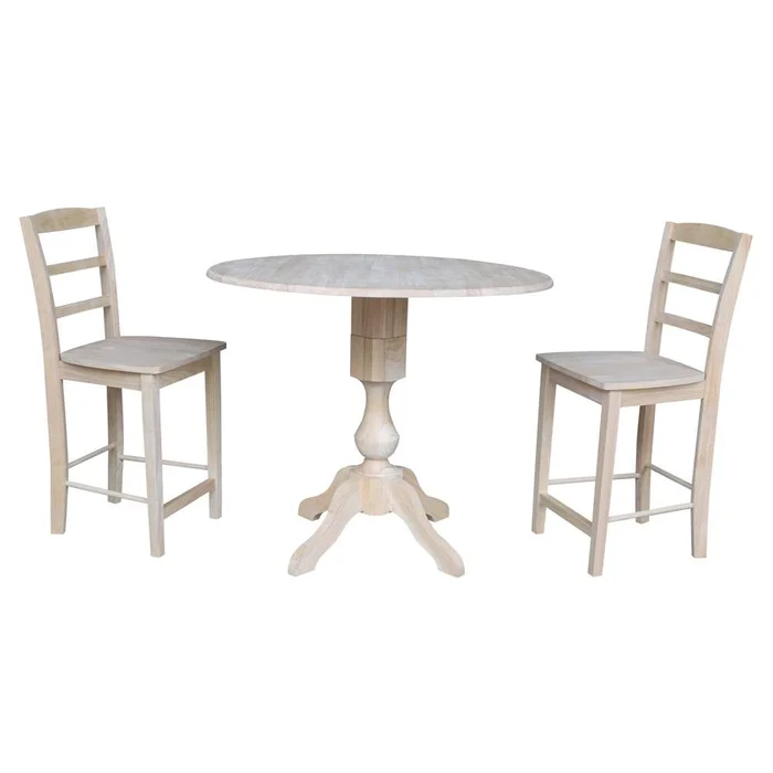 International Concepts (Set of 3 Pcs) – 42in Round Pedestal Gathering Height Table with 2 RTA Counter Height Stools – K-42DPT-11-S402-2