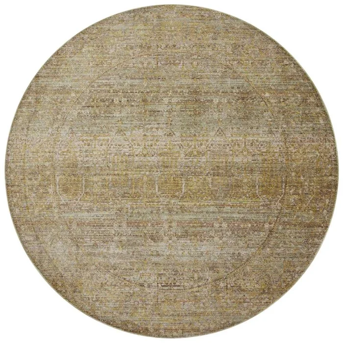 Jean Stoffer x Loloi – Bradbury Dove / Gold 7-9in x 7-9in Round Area Rug – BRADBRU-02DVGO790R