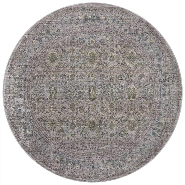 Jean Stoffer x Loloi – Bradbury Grey / Multi 7-9in x 7-9in Round Area Rug – BRADBRU-04GYML790R