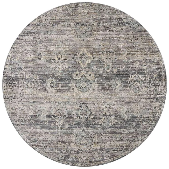 Jean Stoffer x Loloi – Katherine Graphite / Jade 7-10in x 7-10in Round Area Rug – KESSKES-05GTJD7A0R