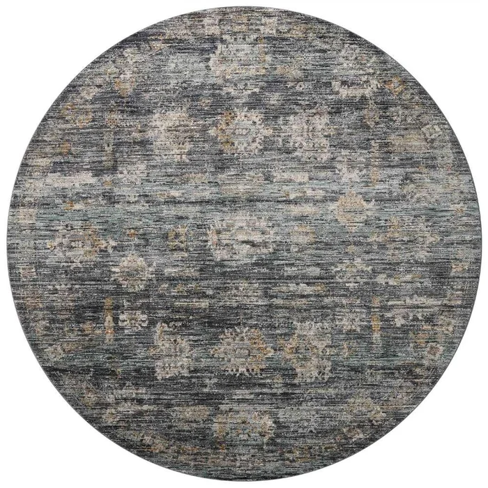 Jean Stoffer x Loloi – Katherine Ink / Jade 7-10in x 7-10in Round Area Rug – KESSKES-04IKJD7A0R