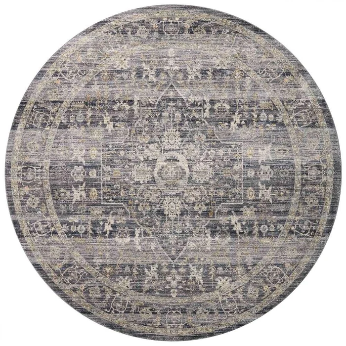 Jean Stoffer x Loloi – Katherine Midnight/ Tobacco 5-3in x 5-3in Round Accent Rug – KESSKES-03MDTO530R