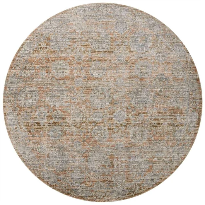 Jean Stoffer x Loloi – Katherine Terracotta / Smoke 9-6in x 9-6in Round Area Rug – KESSKES-02TCSK960R