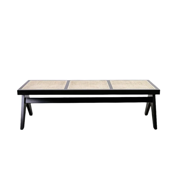 Jeanneret Bench Long with Hand Caned Seat