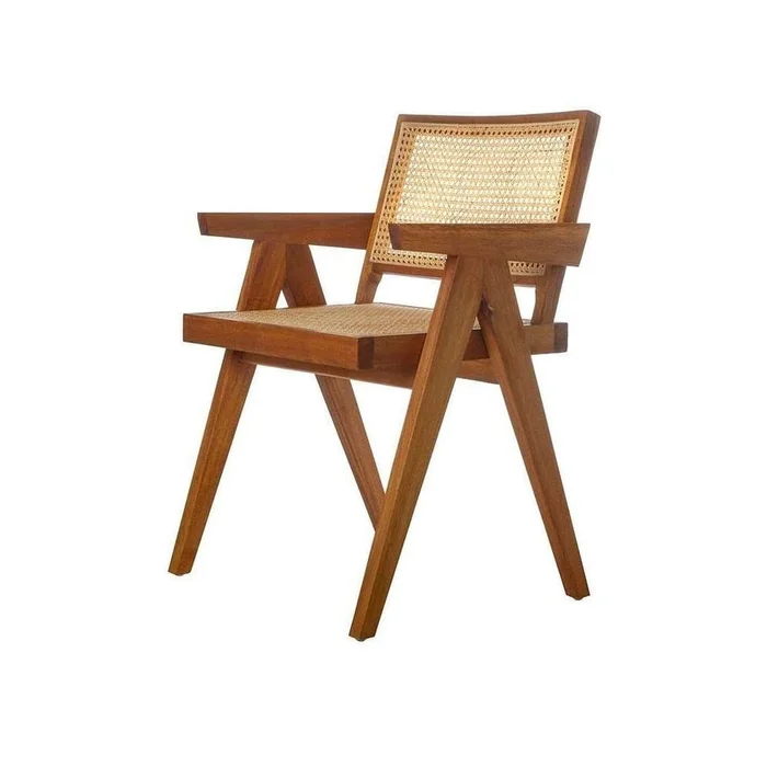 Jeanneret Dining Armchair with Cane Seat and Back