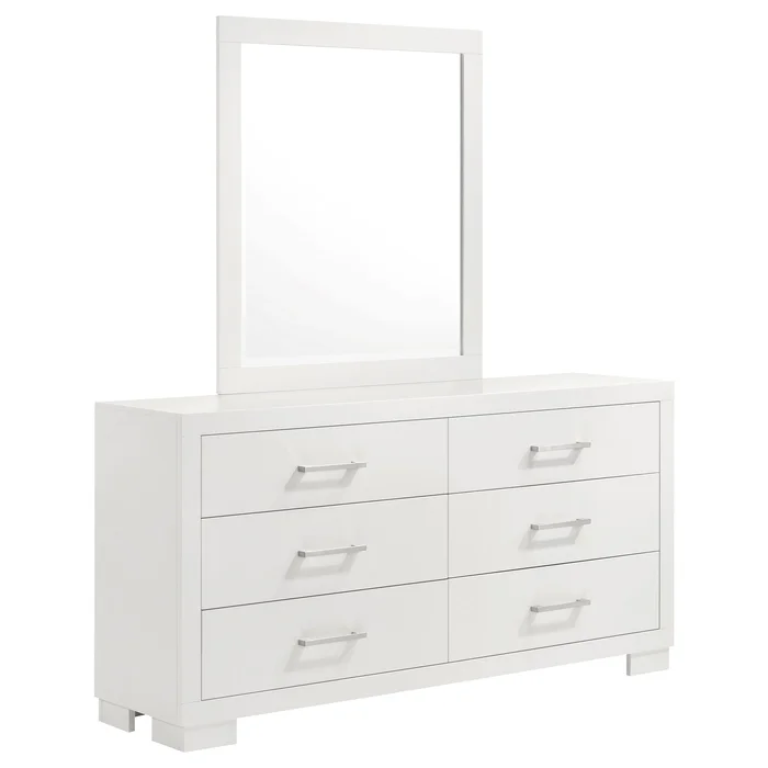 Jessica 6-drawer Dresser with Mirror Snow White