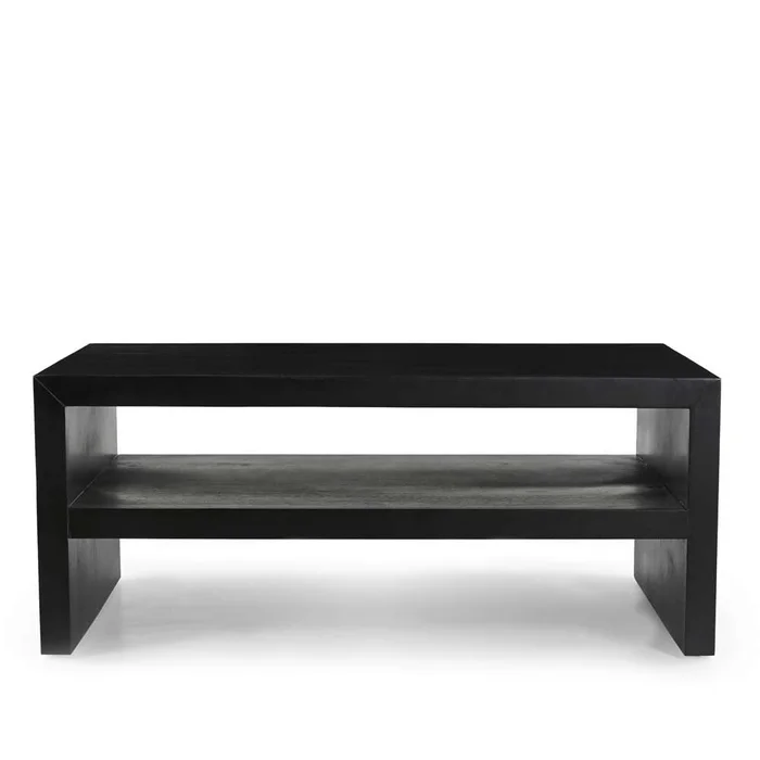 Jofran – Dev Modern 44 Inch Mitered Angle Solid Wood Coffee Table with Storage Shelf – 2347-1
