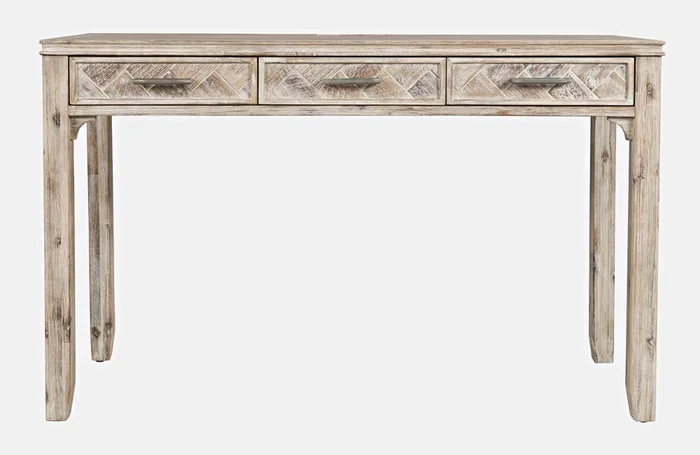 Jofran – Gramercy Chevron Three Drawer USB Charging Desk – Grey Wash – 2156-48