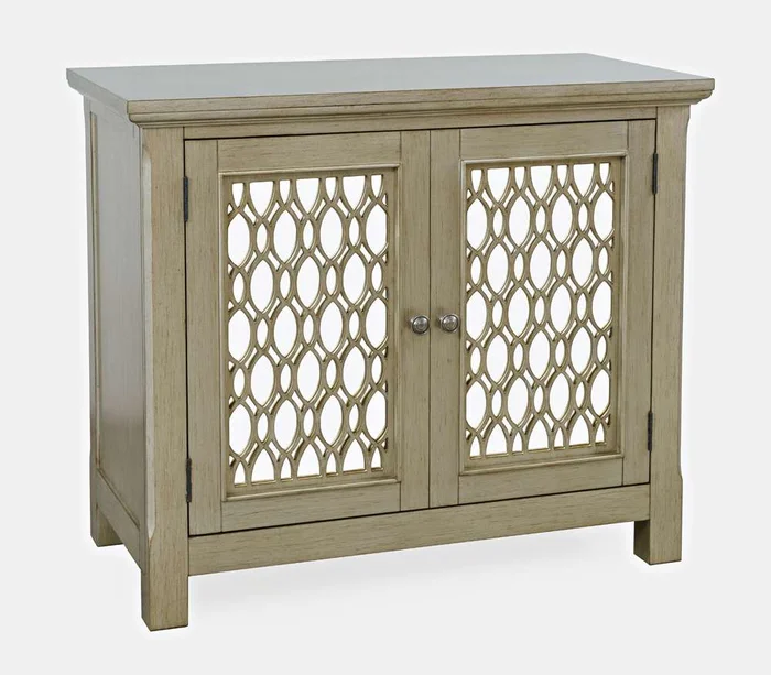 Jofran – Isabella 38in Luxury Mirrored Accent Storage Cabinet, Champagne – 2250-38KD