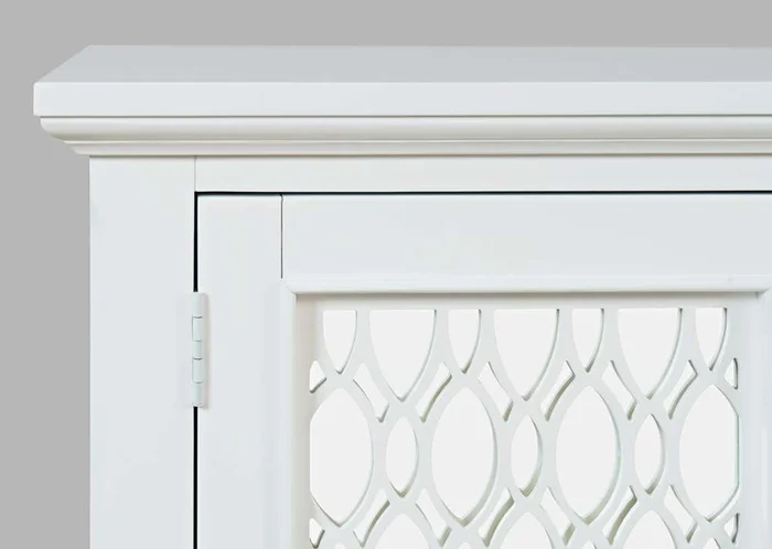 Jofran – Isabella 69in Luxury Mirrored Sideboard Storage Cabinet, White – 2251-69KD