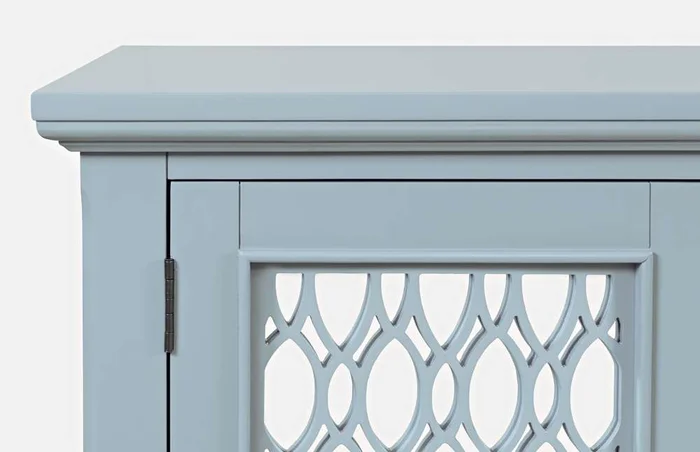 Jofran – Isabella 86in Luxury Mirrored Sideboard Storage Cabinet, Blue – 2252-86KD