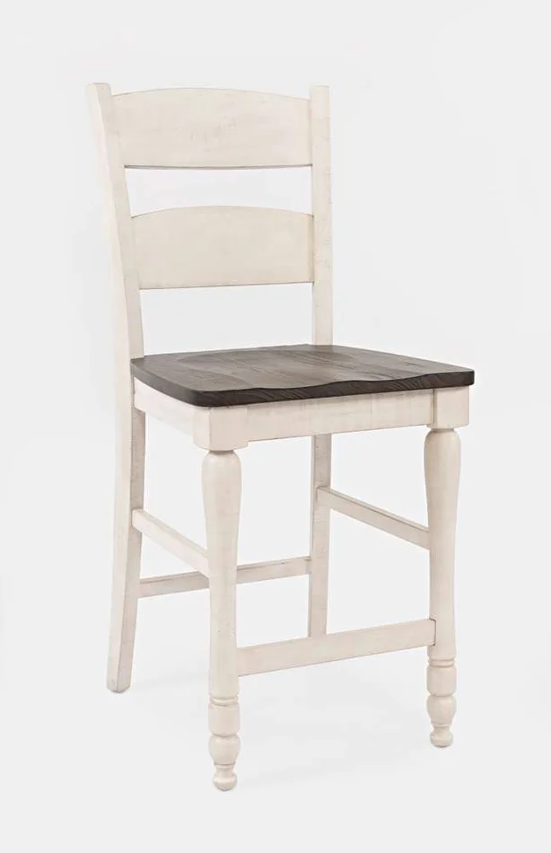 Jofran – Madison County Reclaimed Pine Ladderback Counter Stool (Set of 2) – Vintage White – 1706-BS401KD