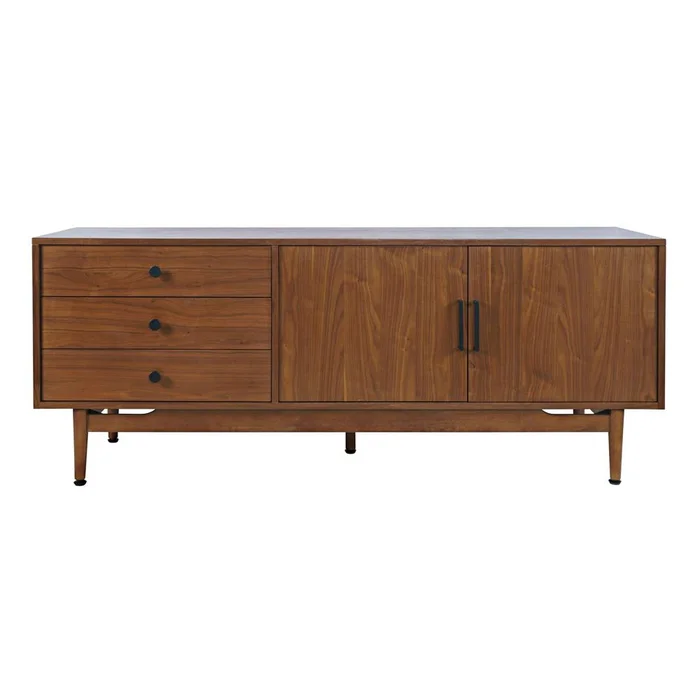 Jofran – Olson 67in Mid-Century Modern Scandinavian Console TV Stand Storage Cabinet in Walnut – 2478-67