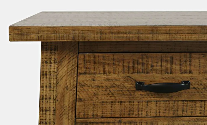 Jofran – Telluride Rustic Distressed Acacia End Table with Storage, Gold – 1800-13