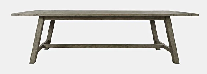 Jofran – Telluride Rustic Distressed Pine 127in Trestle Counter Table with Two Leaves, Driftwood Grey – 2231-127