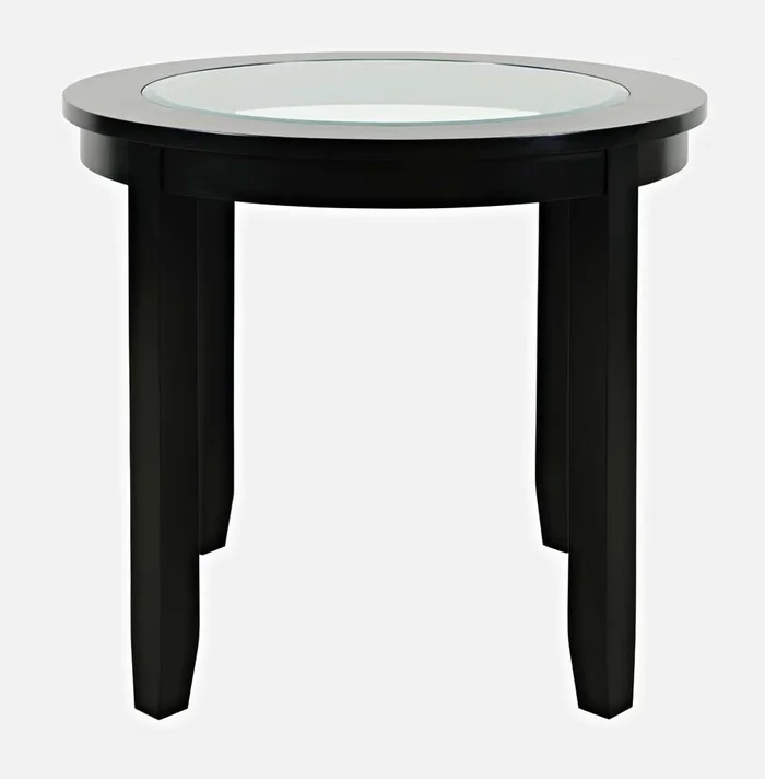 Jofran – Urban Icon 42in Round Counter Height Glass Inlay Dining Table – Black – 2004-36