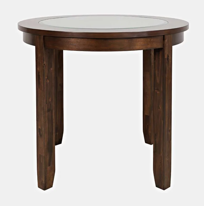 Jofran – Urban Icon 42in Round Counter Height Glass Inlay Dining Table – Merlot – 2005-36