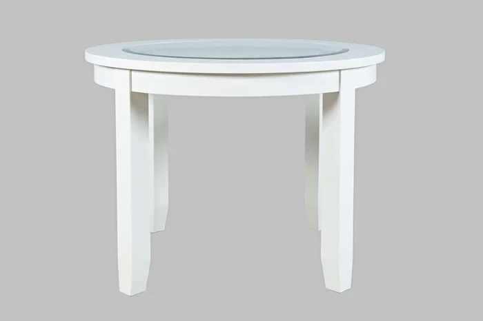 Jofran – Urban Icon 42in Round Glass Inlay Dining Table – White – 2003-42