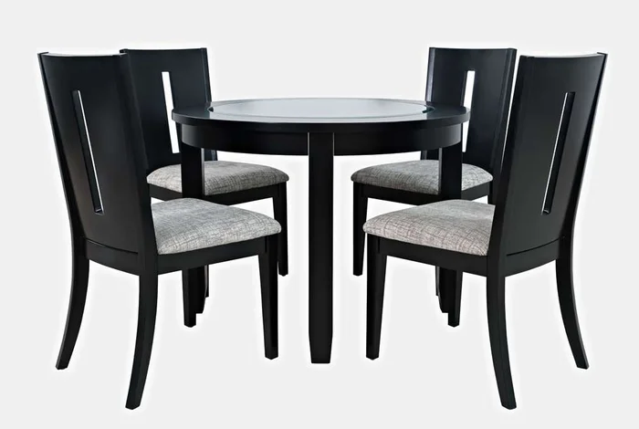 Jofran – Urban Icon Contemporary 42in Round Five-Piece Dining Set with Upholstered Chairs – 2004-42D-5