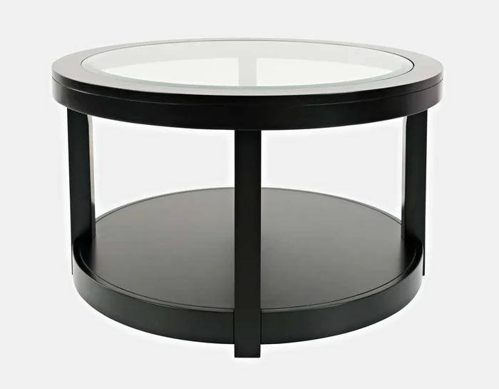 Jofran – Urban Icon Round Glass Inlay Coffee Table – Black – 2001-2