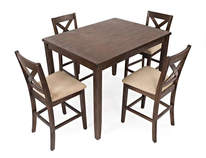 Jofran – Walnut Creek 5 Pack Dining Set – Counter Height Table with 4 Stools – 1876