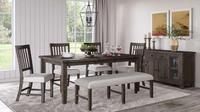 Jofran – Willow Creek 78in Six-Piece Dining Set with Bench – 2021-78D-6