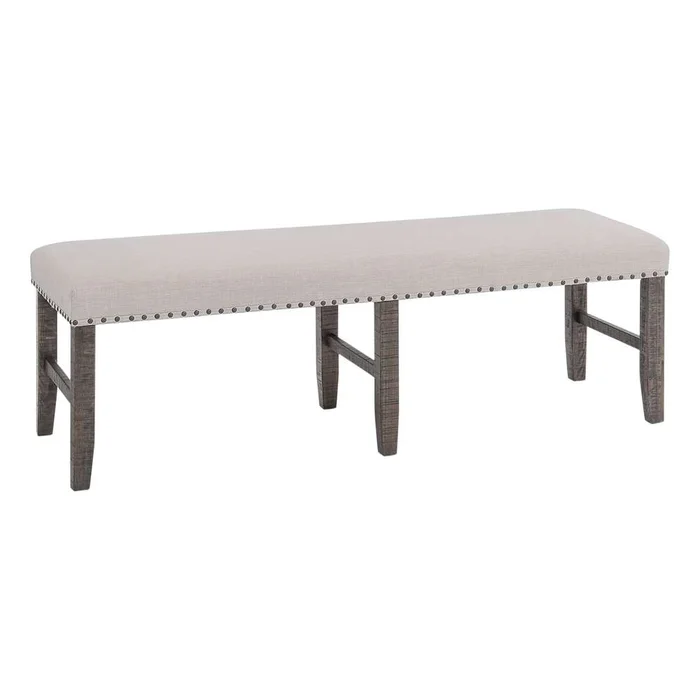 Jofran – Willow Creek Solid Pine Upholstered Dining Bench – Distressed Brown – 2021-56KD