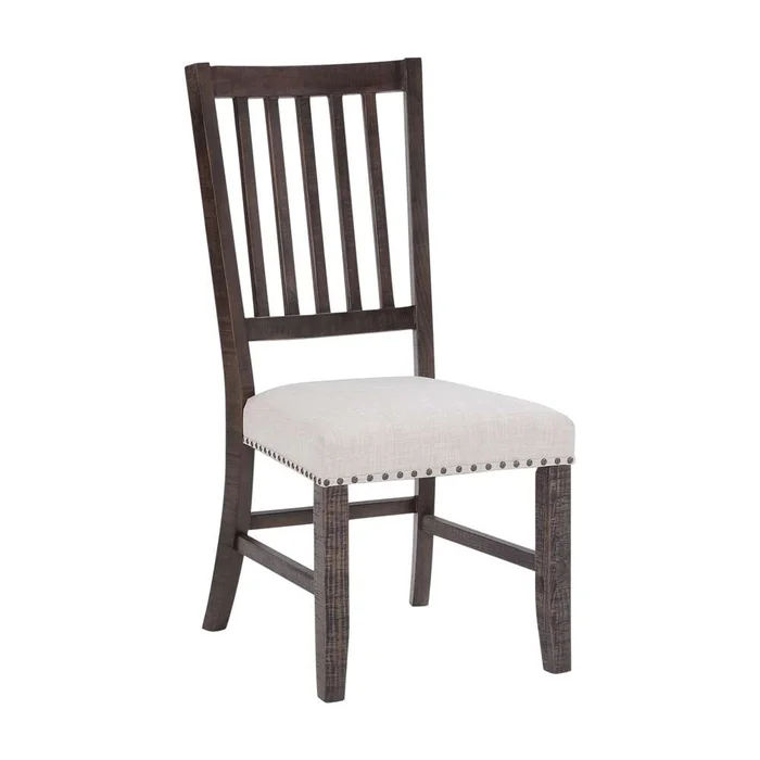 Jofran – Willow Creek Solid Pine Upholstered Slatback Chair (Set of 2) – Distressed Brown – 2021-398KD