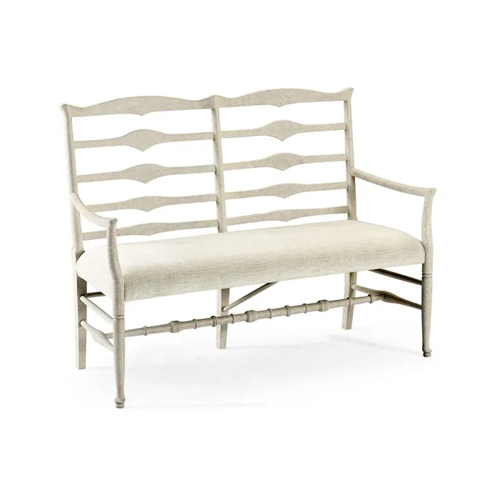 Jonathan Charles Fine Furniture – Casual Accents Whitewash Ladderback Bench, Uph – 492803-DTW-F400