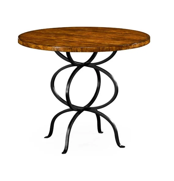 Jonathan Charles Fine Furniture – Casually Country Walnut Bistro Style Panelled Round Centre Table – 491045-CFW