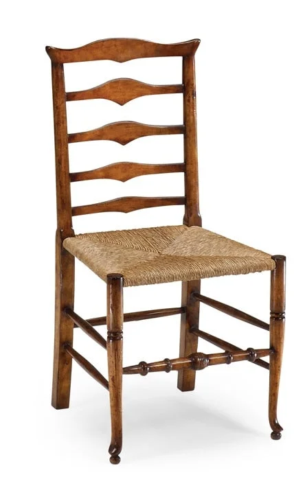 Jonathan Charles Fine Furniture – Country Farmhouse Triangular Detail Ladder Back Chair with Rush Side Seat – 492300-SC-WAL