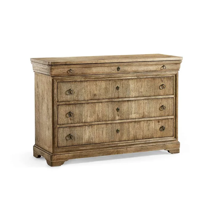 Jonathan Charles Fine Furniture – Timeless Entropy Louis Phillipe Drawer Chest in Stripped Brown Chestnut – 003-3-267-WNC