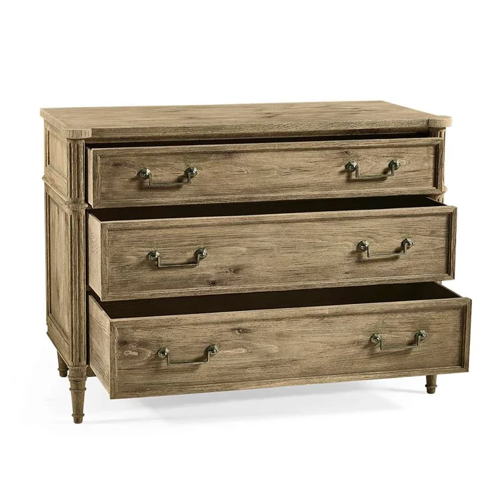 Jonathan Charles Fine Furniture – Timeless Kalpa Louis XVI Drawer Chest in Stripped Brown Chestnut – 003-3-262-WNC