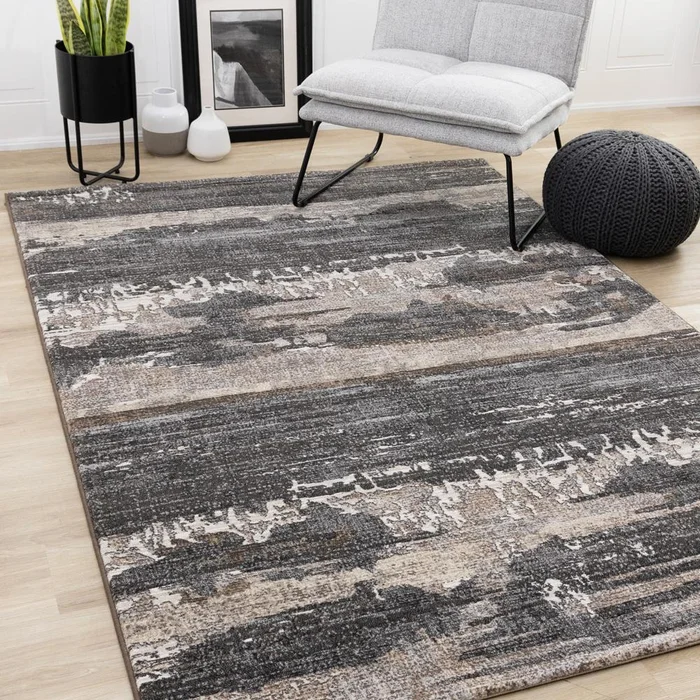 Kalora Interiors – Aurora Grey Black Cream Brown Stormy Sky Rug, 710in x 1010in – 63846/3293 240330