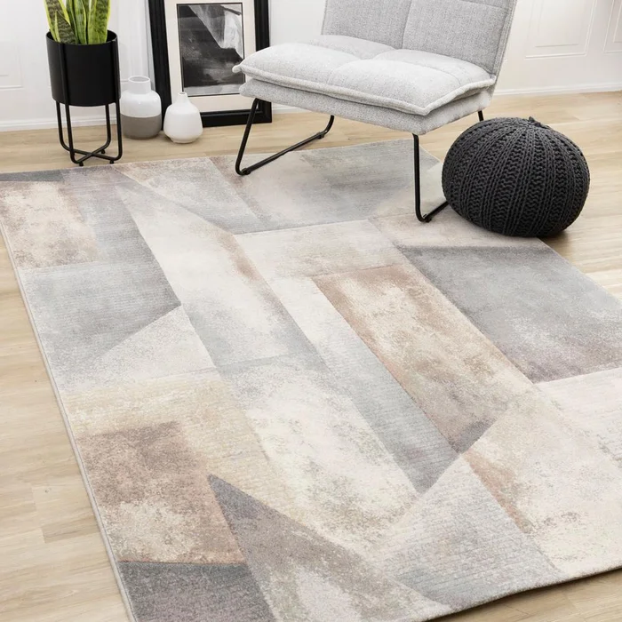 Kalora Interiors – Aurora Multi Distressed Geometric Design Rug, 53in x 77in – 63694/6747 160230