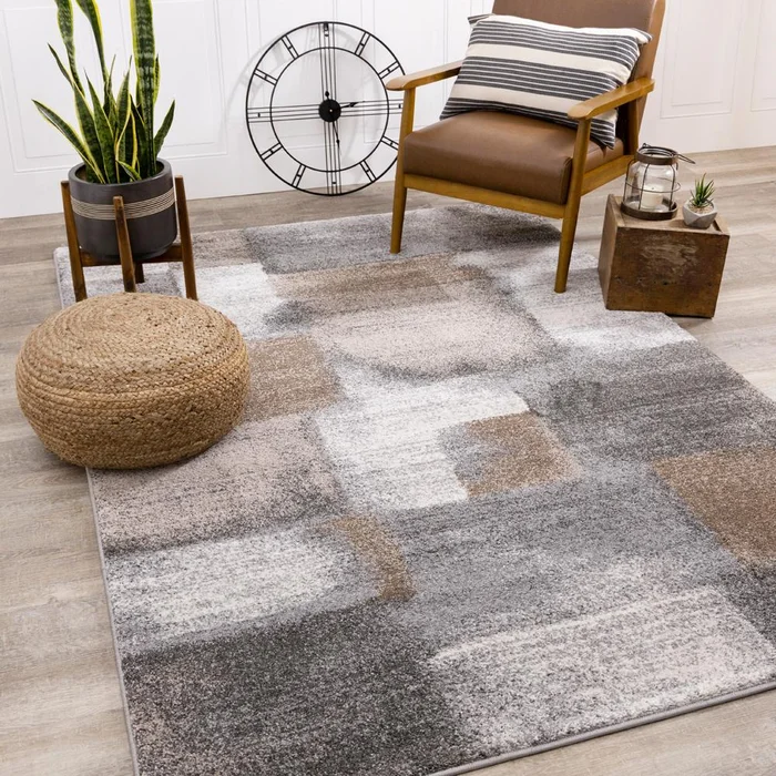 Kalora Interiors – Breeze Blue Grey Simple Patches Rug, 710in x 106in – A184/9727 240320
