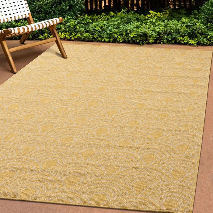 Kalora Interiors – Bristol Reversible Yellow Taupe Rainbow Arch Pattern Rug, 710in x 112in – 5695/0710 240340