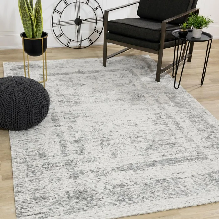 Kalora Interiors – Cathedral Grey Faded Borders Rug, 51in x 77in – 5406/14 155230