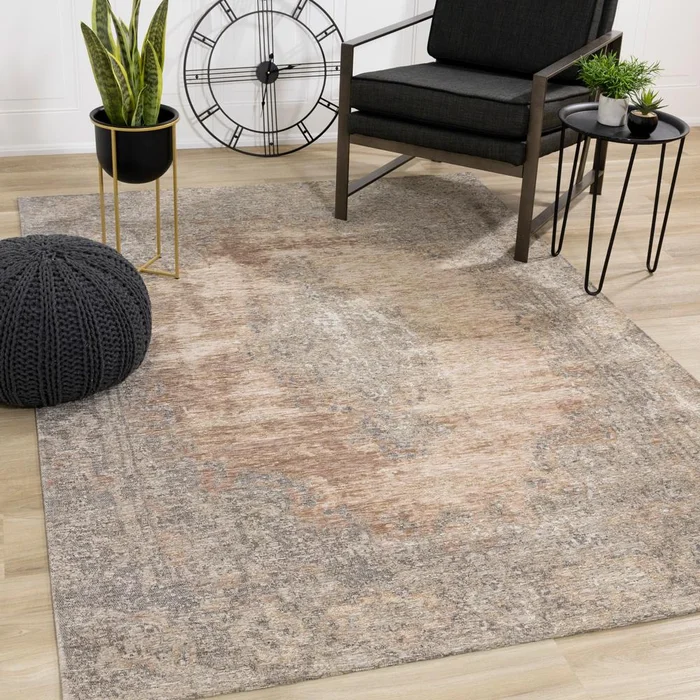 Kalora Interiors – Cathedral Salmon Grey Traditional Border Rug, 51in x 77in – 5331/02 155230