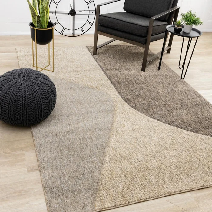 Kalora Interiors – Cora Taupe Beige Grey Curvy Design Rug, 53in x 77in – 5597/21 160230