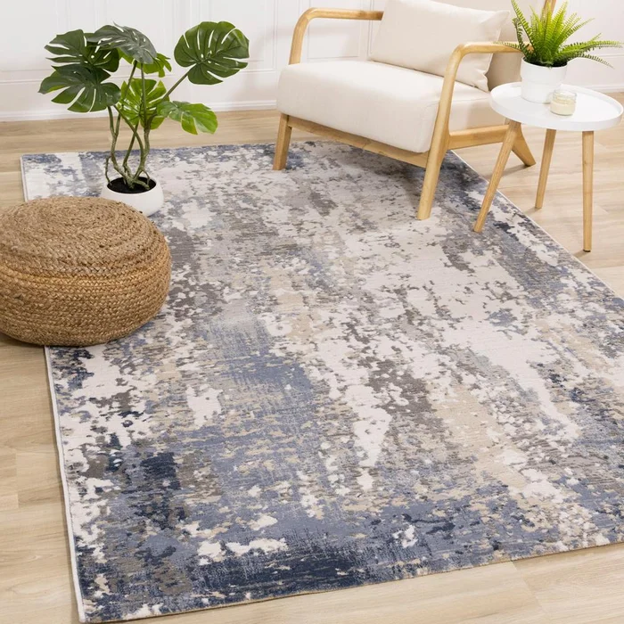 Kalora Interiors – Luca Blue Beige Distressed Rug, 53in x 77in – G193/0464 160230