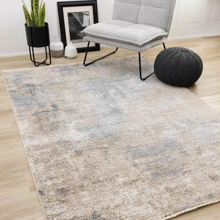 Kalora Interiors – Marisa Blue Beige White Distressed Rug, 53in x 710in – J200/2515 160240