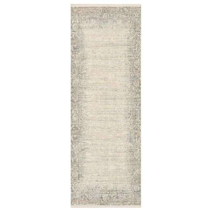 Karastan – Solitude Mandawa Cream Dark Grey 2 7in x 7 3in Area Rug – R1039-9943-031087-IP