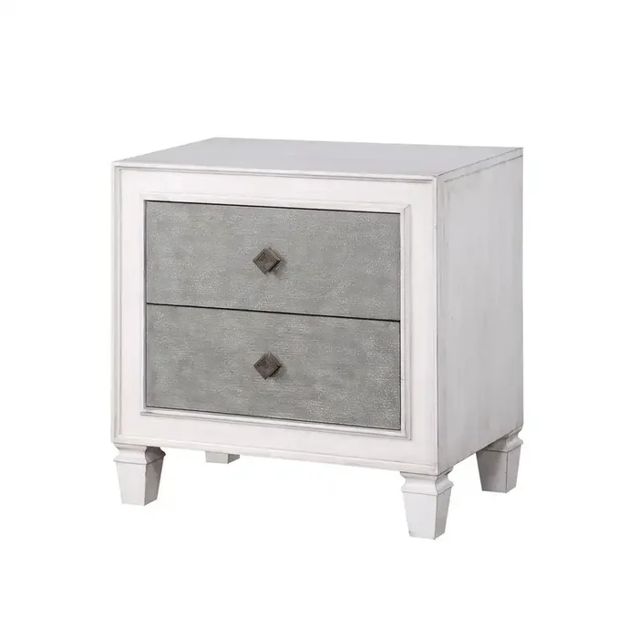 Katia – Weathered Night Stand – Gray / White