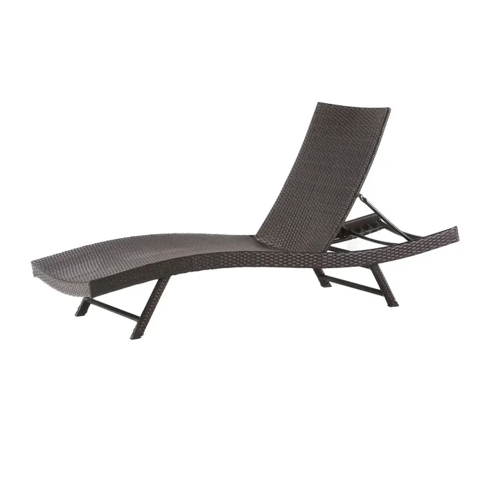Kauai – Modern Style Pe Wicker Chaise Lounge – Brown Multi