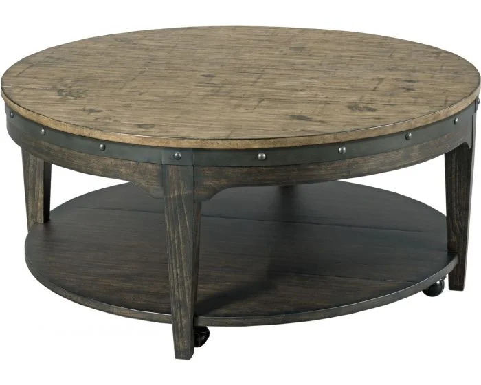 Kincaid Furniture Plank Road Artisans Round Cocktail Table in Charcoal