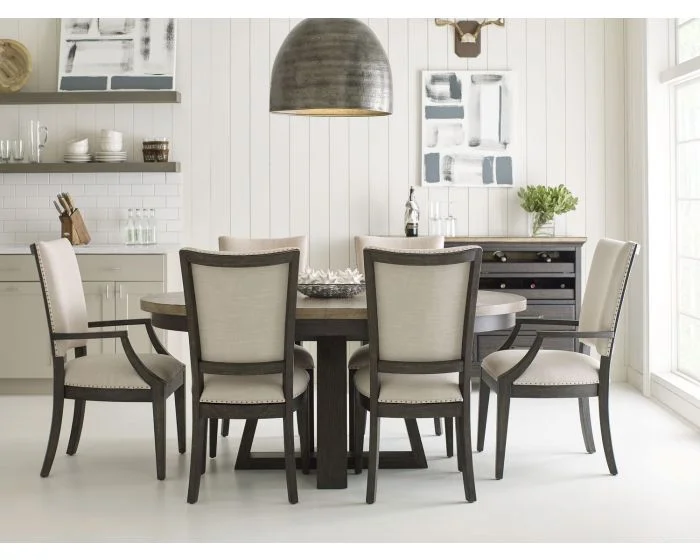 Kincaid Furniture Plank Road Button Dining Set in Charcoal #622C-623C