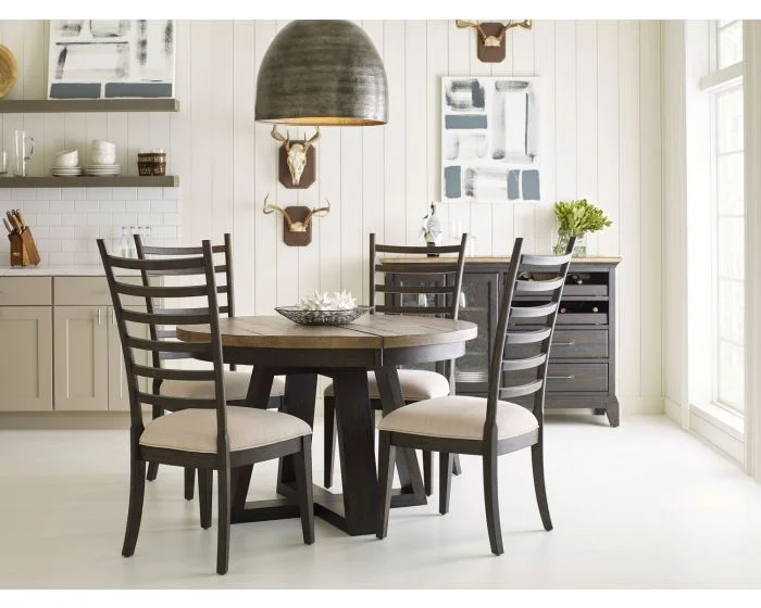 Kincaid Furniture Plank Road Button Dining Set in Charcoal #636C